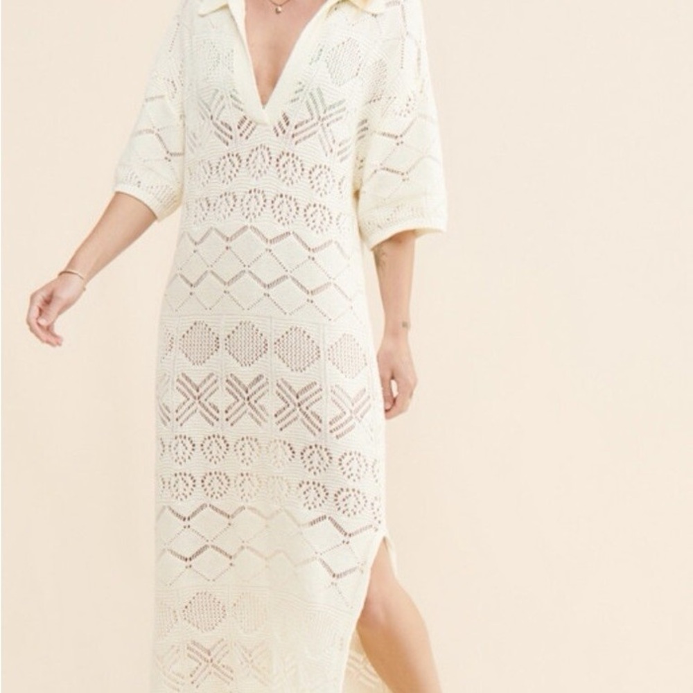 Free People Beach Islamorada Fauxchet Sweater Maxi Dress Resort Beach Cover